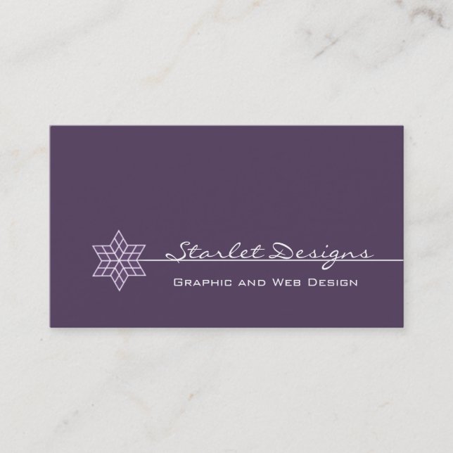 Sleek Starlet Business Card, Eggplant Card (Front)