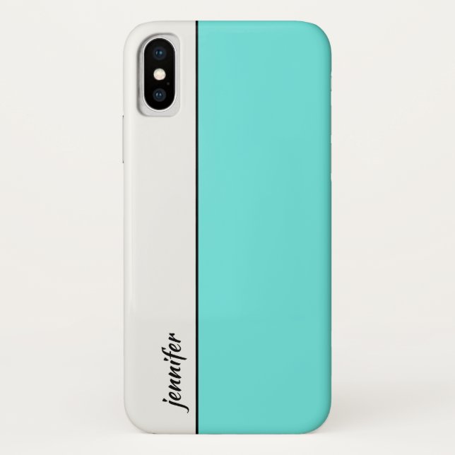 Sleek Style Colour Block with Your Name Case-Mate iPhone Case (Back)