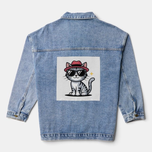 Sleek & Stylish Cool Cat Denim Jacket (Back)