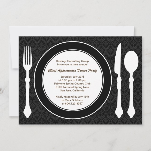 Sleek Tabletop Corporate Party Invitation - Black (Front)