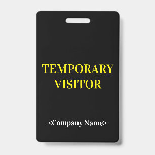Sleek "TEMPORARY VISITOR" Badge ID Badge
