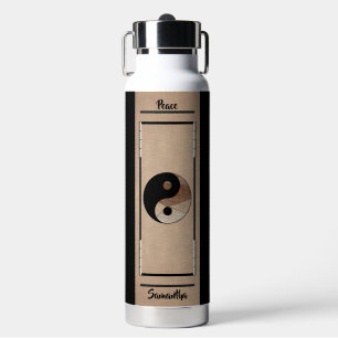Sleek Unique Zen Bamboo Yin Yang Symbol Water Bottle