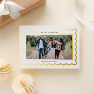 Sleek White and Gold Preppy Scallop Photo Frame