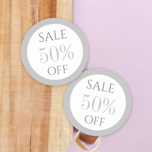 Sleek white and grey store promotion sale sticker