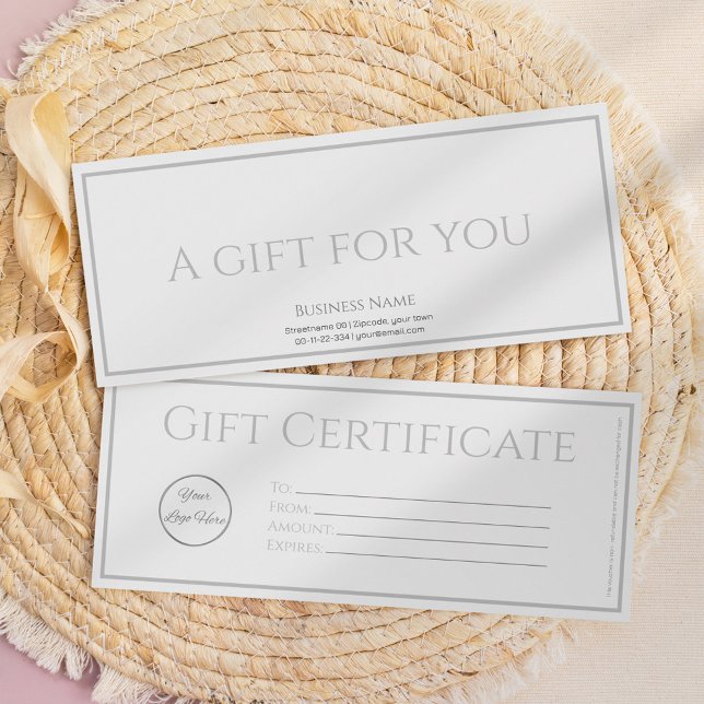 Sleek white with logo corporate gift certificate invitation (Creator Uploaded)