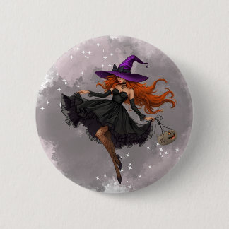 Sleek witch's boton Halloween 6 Cm Round Badge