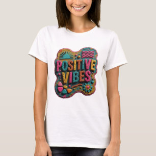 Sleek Yellow POSITIVE VIBES Print T-Shirt