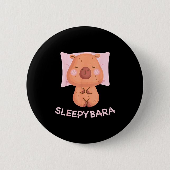 Sleeng Capybara Pajamas Nightgown Sleepybara Roden 6 Cm Round Badge (Front)