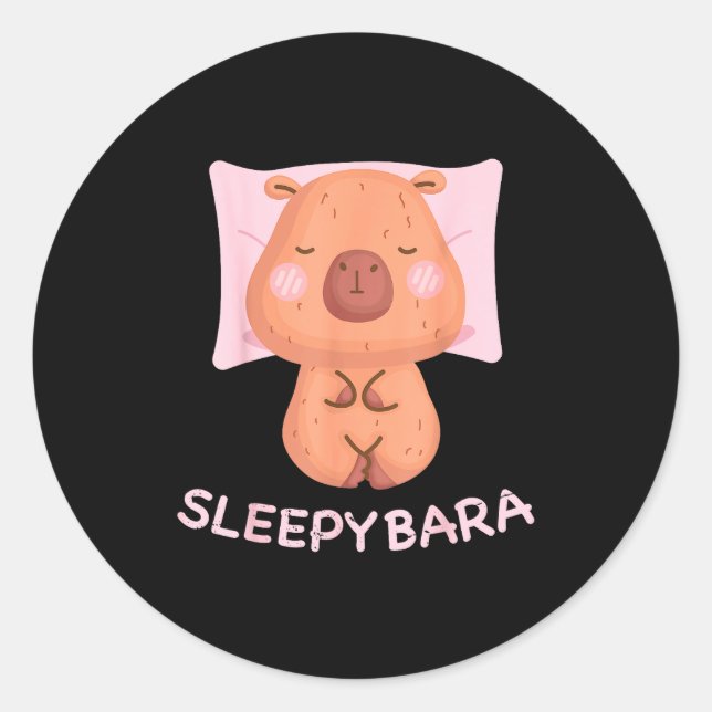 Sleeng Capybara Pajamas Nightgown Sleepybara Roden Classic Round Sticker (Front)
