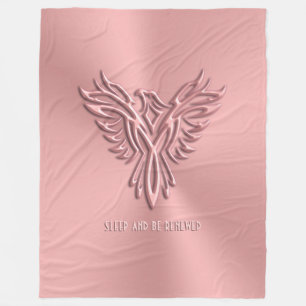 Sleep and be renewed - Pretty Pink Phoenix Rising Fleece Blanket