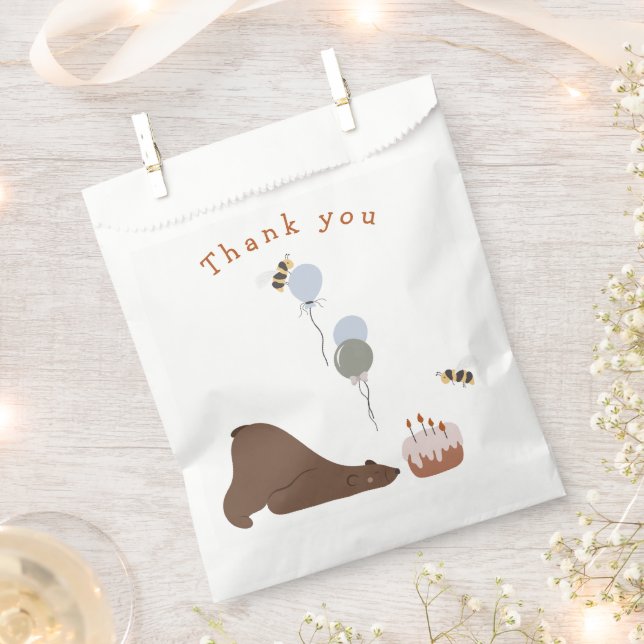 Sleep Bear Woodland Birthday Favour Bags (Clipped)