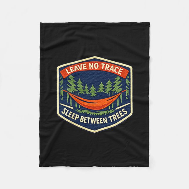 Sleep between trees funny hammock camping trail fleece blanket (Front)