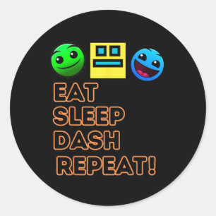Sleep Dash Repeat Video Game Geometry Video Gamer  Classic Round Sticker
