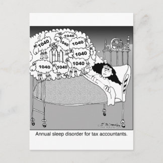 Sleep disorder for tax accountants postcard