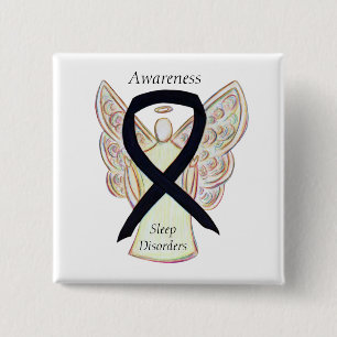 Sleep Disorders Awareness Angel Black Ribbon Pin