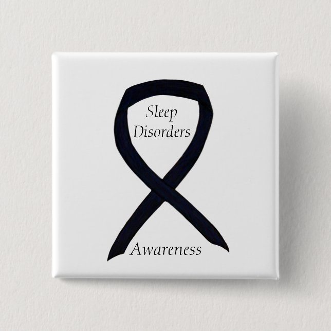 Sleep Disorders Awareness Black Ribbon Custom Pin (Front)