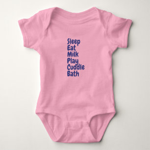 Sleep Eat Milk Play Cuddle printed on Baby T-Shirt Baby Bodysuit