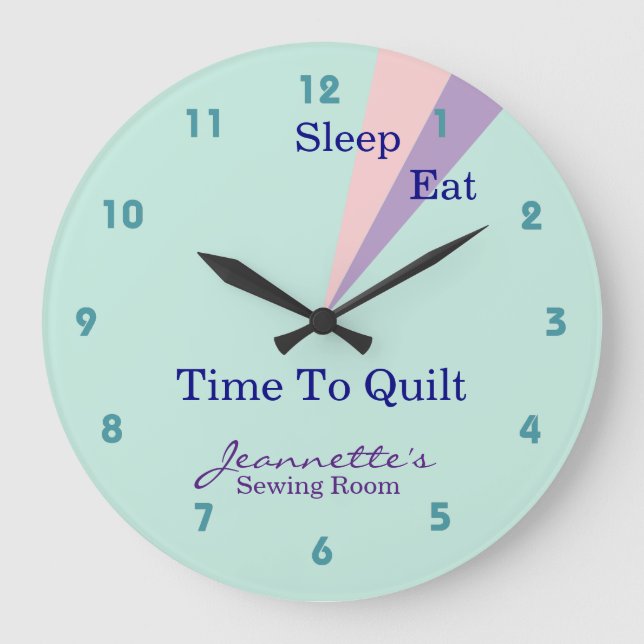 Sleep Eat Quilt Quilting Room Large Clock (Front)