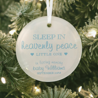 Sleep In Heavenly Peace Baby boy Loss Remembrance Glass Tree Decoration