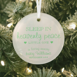 Sleep In Heavenly Peace Mint Baby Loss Remembrance Glass Tree Decoration