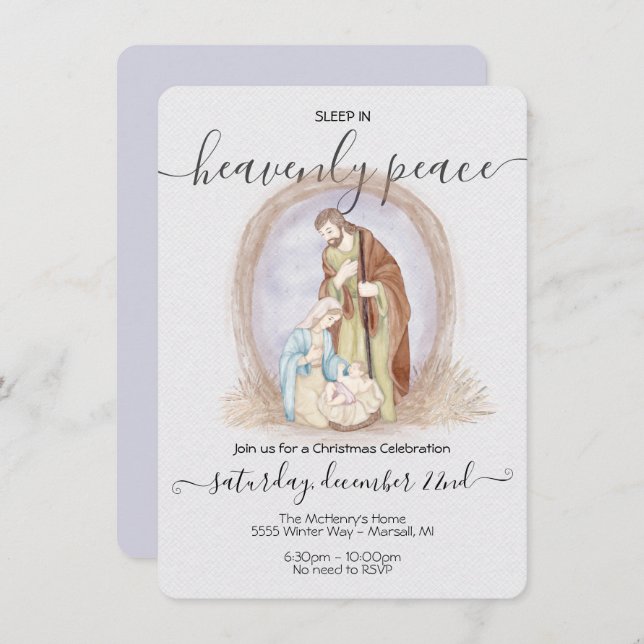 Sleep in Heavenly Peace Nativity Christmas Invitation (Front/Back)