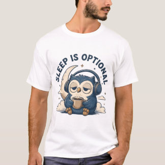 Sleep Is Optional Cute Owl Coffee Lover T-Shirt