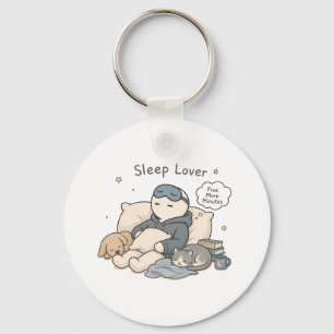 Sleep Lover Five More Minutes Funny Sleep Meme Key Ring