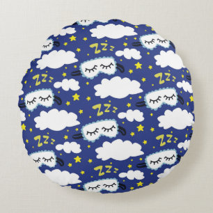 Sleep Masks Clouds and Yellow Stars Round Cushion