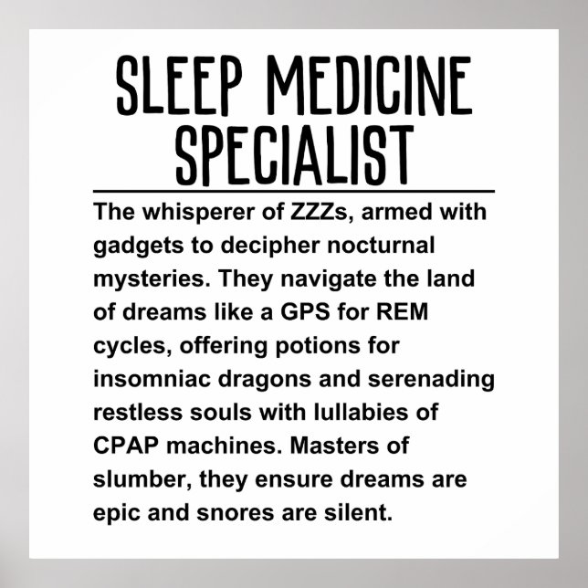 Sleep medicine specialist poster (Front)