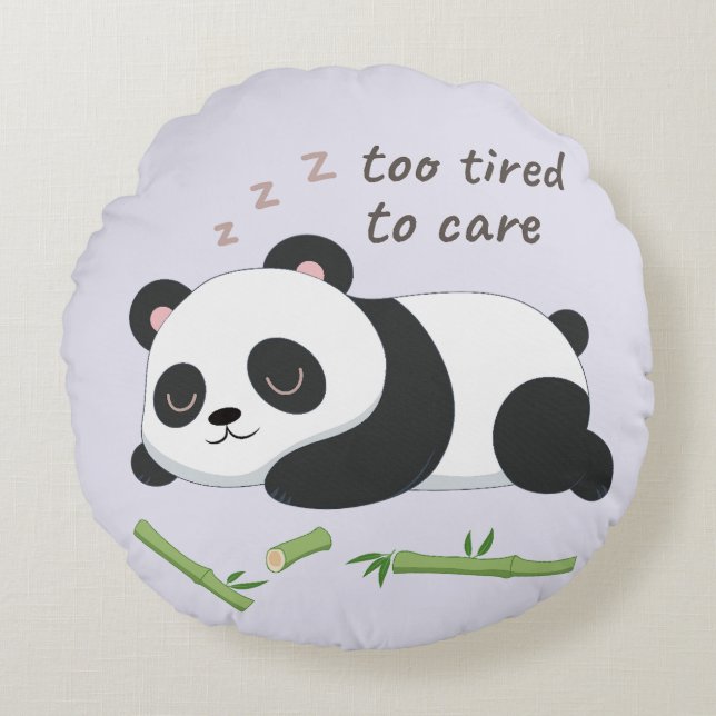 Sleep Mode Panda – Cute Lazy Bear Art Round Cushion (Front)