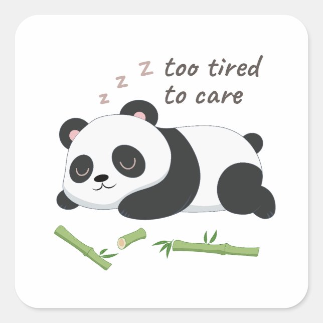 Sleep Mode Panda – Cute Lazy Bear Art Square Sticker (Front)