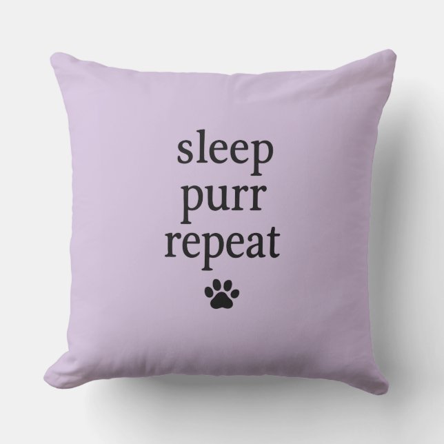Sleep Purr Repeat Pillow – Cosy Cat Decor (Front)
