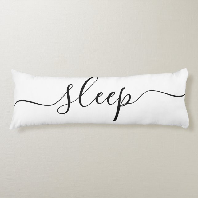 Sleep Rest White Black Script Reversible Body Cushion (Front)