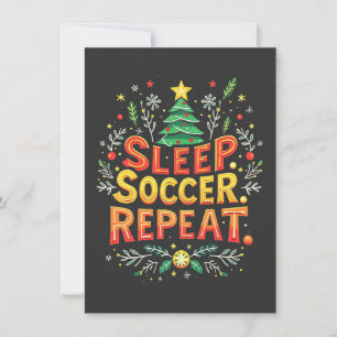 Sleep Soccer Repeat Christmas Tree Soccer Lover Invitation