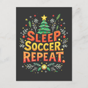 Sleep Soccer Repeat Christmas Tree Soccer Lover Postcard
