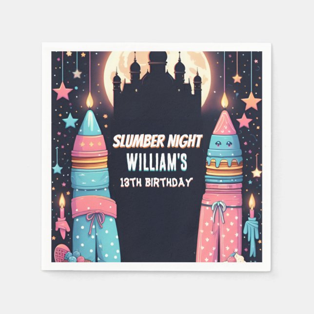 Sleep stars Sleepover Slumber Party 13th birthday Napkin (Front)