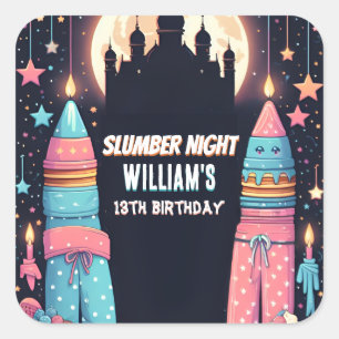 Sleep stars Sleepover Slumber Party 13th birthday Square Sticker
