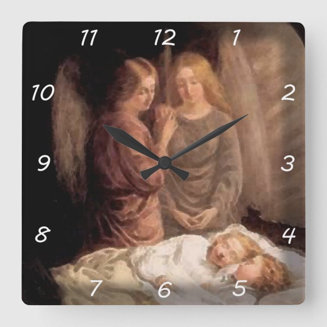 Sleep - Two guardian angels and children Square Wall Clock (Front)