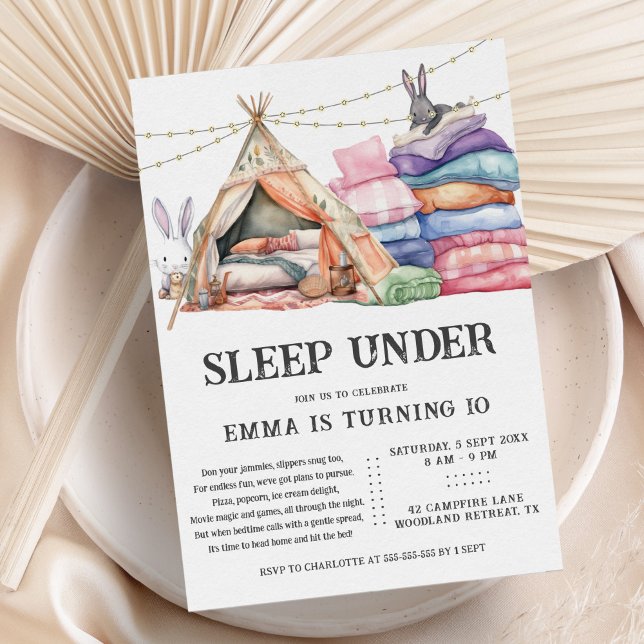 Sleep Under Cute Boho Sleepover Birthday Party Invitation (Creator Uploaded)