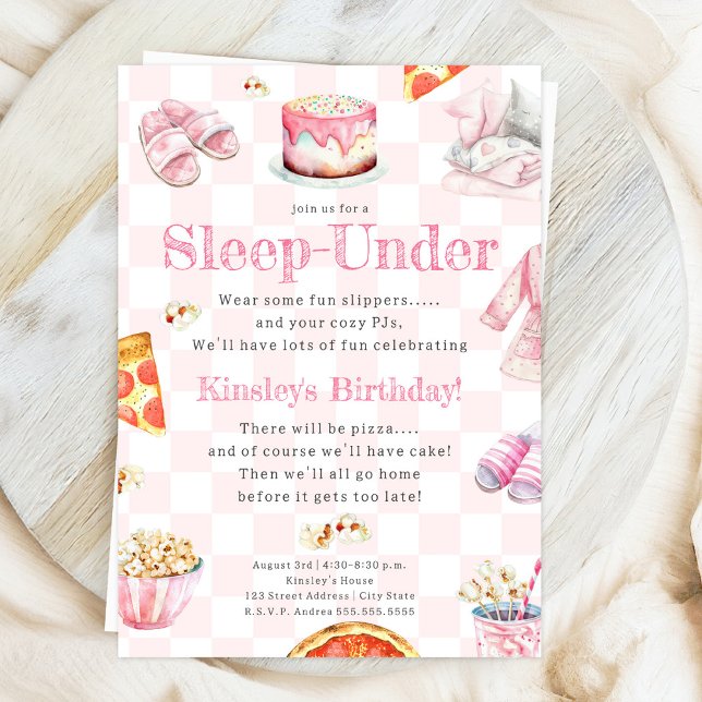 Sleep Under Pizza Party Girls Birthday Invitation (Creator Uploaded)