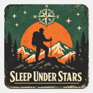 Sleep Under Stars – Stargazing Camper Nature Square Sticker