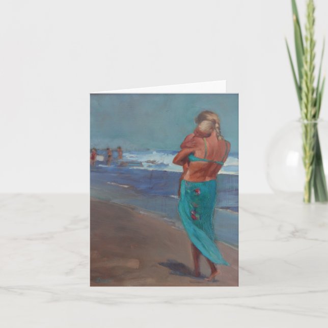 'Sleep Walking'- Mother Walking Baby on the Beach Card (Front)