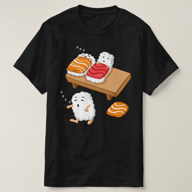 Sleep Walking Sushi Japanese Foodie T-Shirt (Design Front)