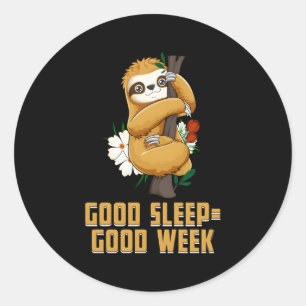 Sleep Week Introvert Sloth Antisocial Lazy Classic Round Sticker