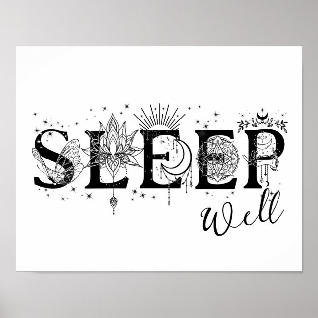 Sleep well spiritual wall art Stars Lotus moon  (Front)
