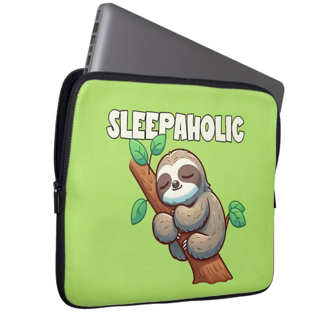 Sleepaholic - Sleep Lovers - Sleeping Sloth Laptop Sleeve (Front Right)