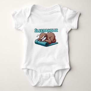Sleepaholic - Sleeping Sloth On Yoga mat  Baby Bodysuit