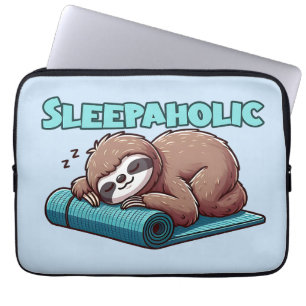 Sleepaholic - Sleeping Sloth On Yoga mat Laptop Sleeve