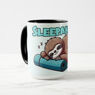 Sleepaholic - Sleeping Sloth On Yoga mat  Mug