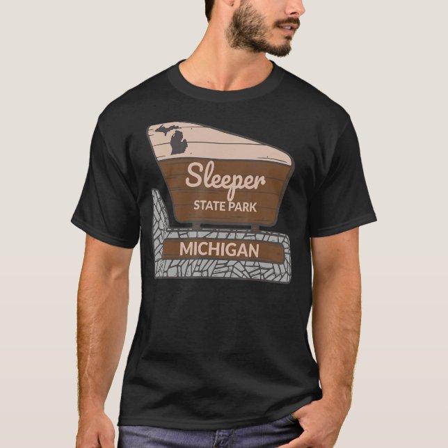 Sleeper State Park Michigan MI Welcome Sign Vacati T-Shirt (Front)